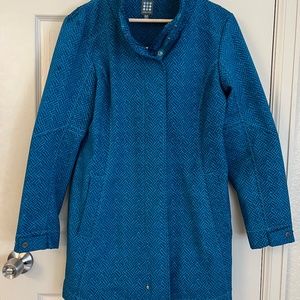 Title Nine Medium Soft Shell with light fleece lining, Two Tone Blue.